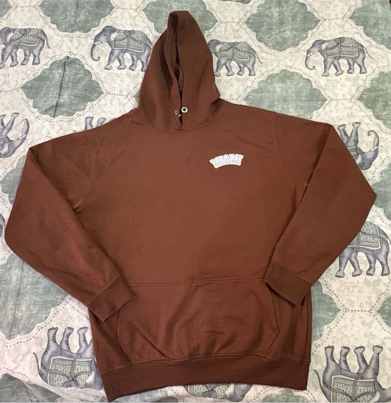 Brown Hoodie with Logo Detail
