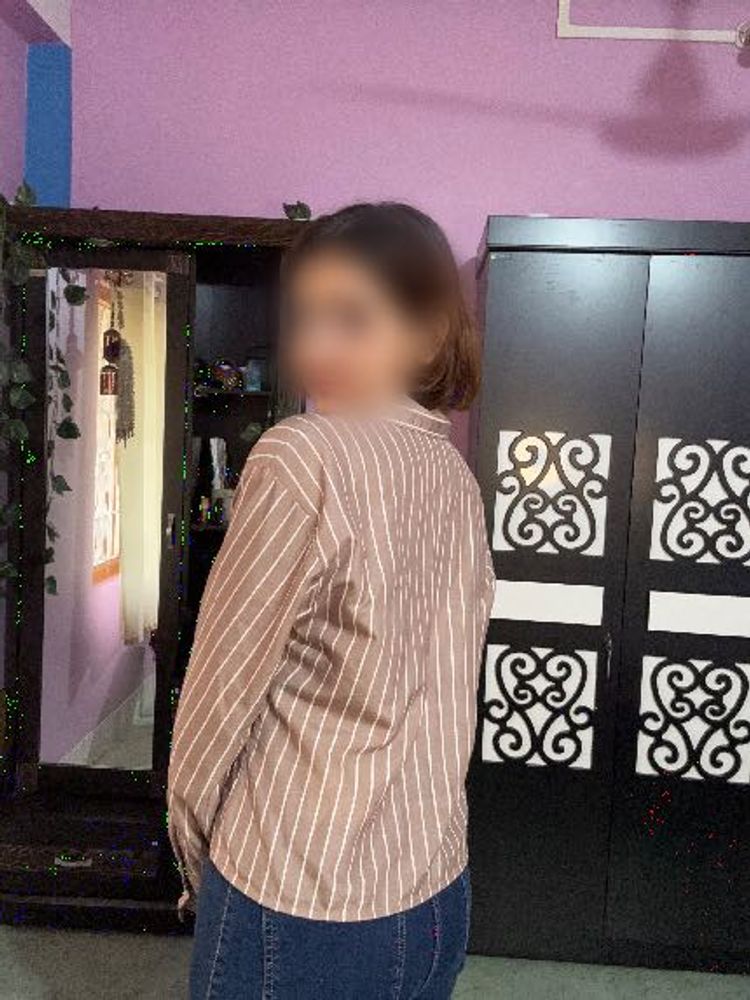 Striped Brown Button-Up Shirt