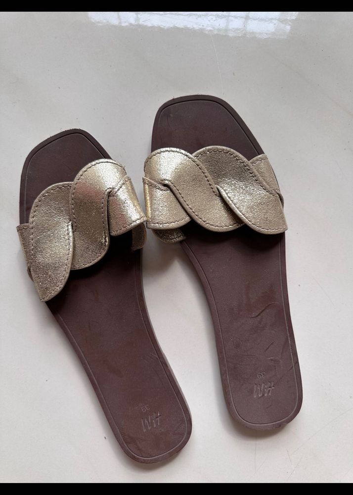 H&amp;M Gold Braided Flats – Size 39