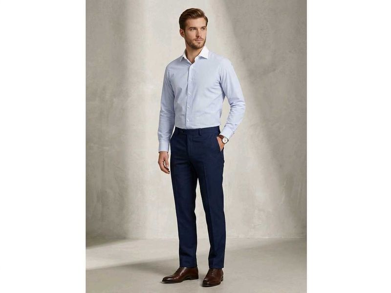 Men's Blue Striped Dress Shirt