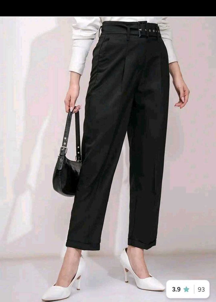 Chic Black Belted Trousers