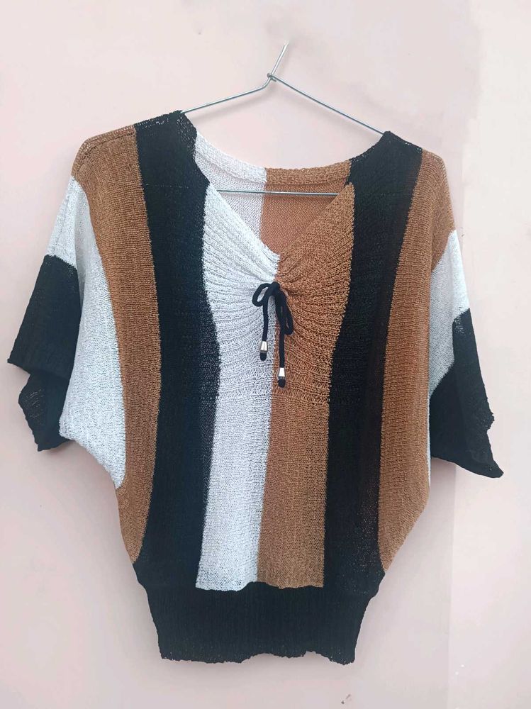 Striped V-Neck Knit Top (UNUSED)