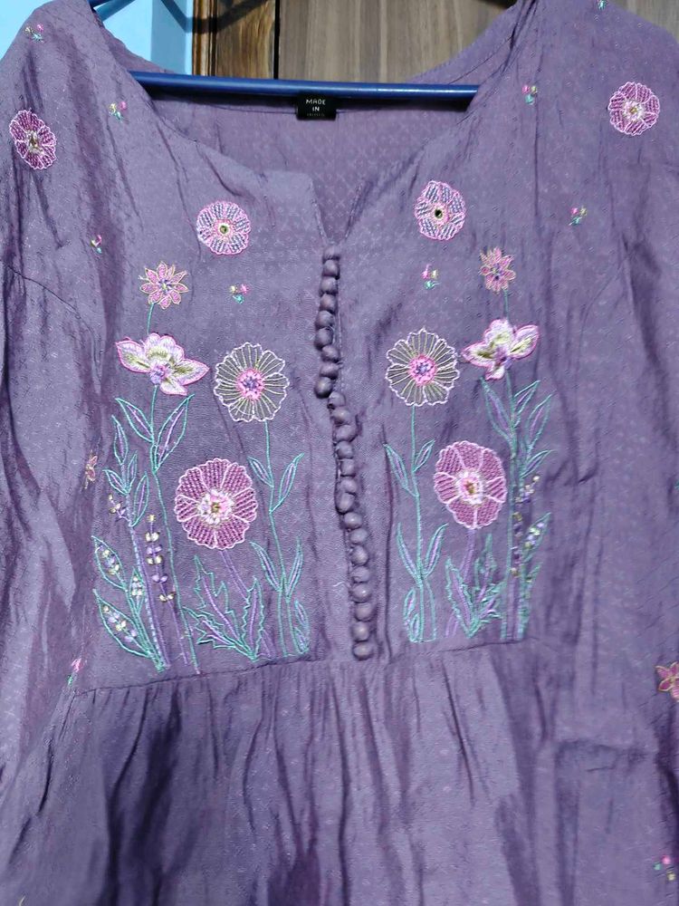 Beautiful Embroidered Purple Kurta