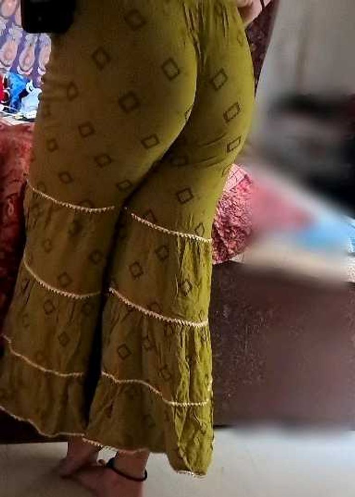 Flared Palazzo Pants with Tiered Design