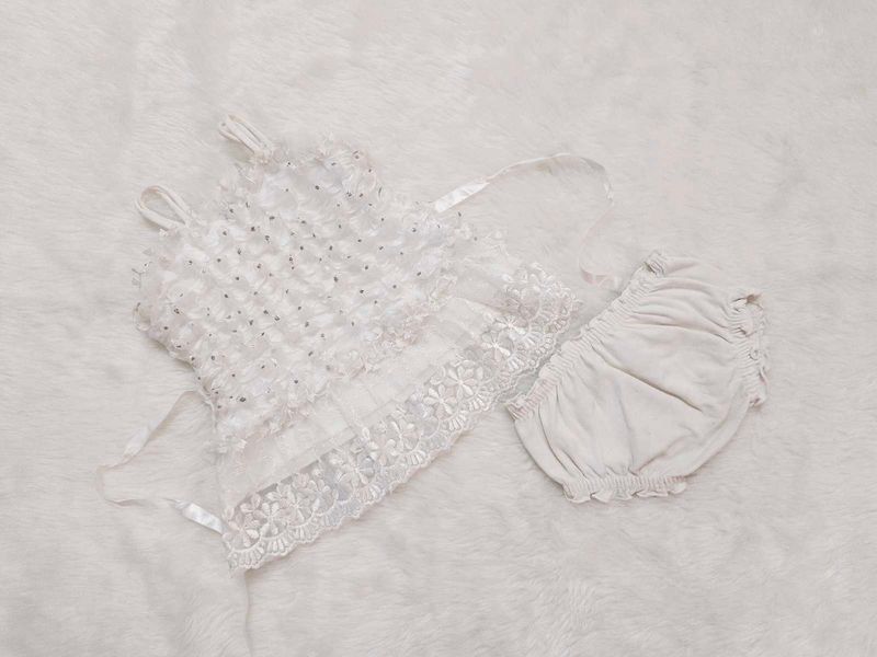 1–2 Years White Party Wear Dress