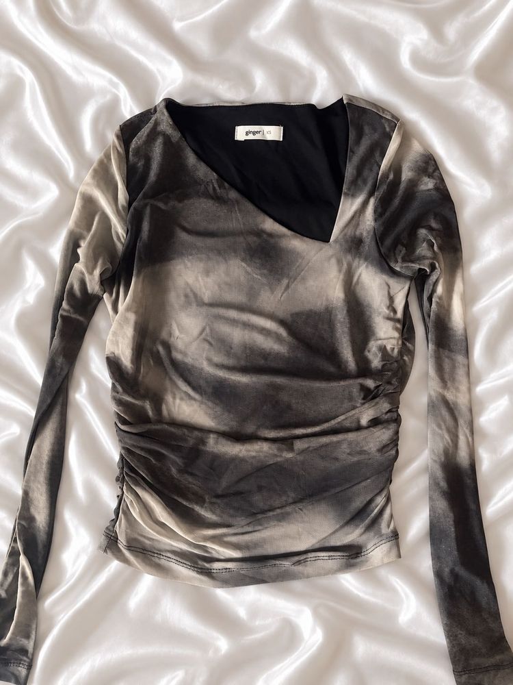 y2k smoky grey mesh top crop