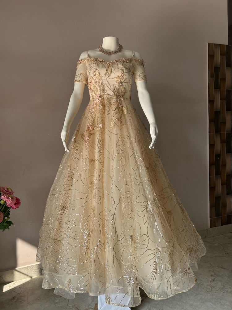 luxury Off-Shoulder Embellished Gown