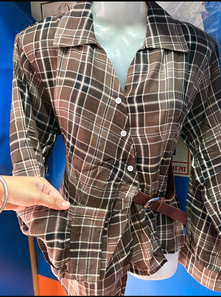 Chic Plaid Bell Sleeve Blouse