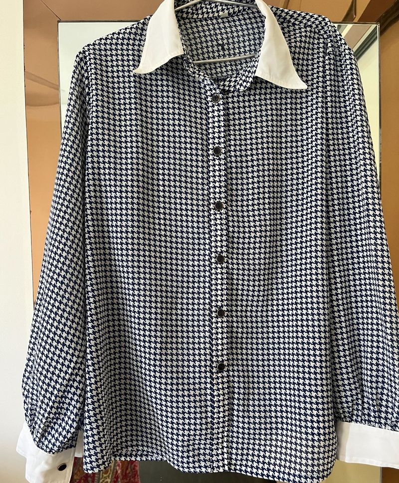 Sale !! Checkered Blue Chic Shirt