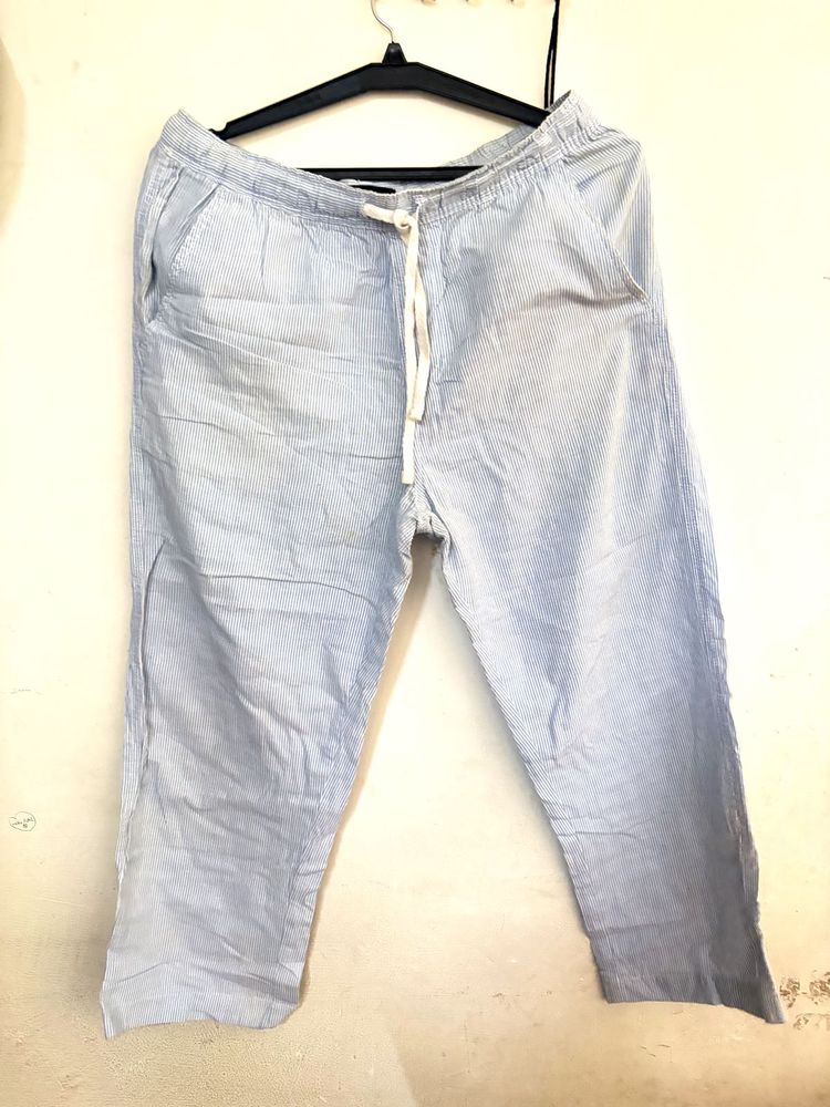 Light Blue Striped linen Pants