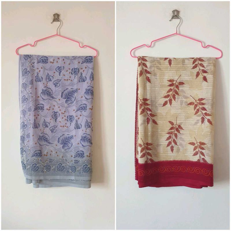 Set of 2 Leaf Pattern Sarees
