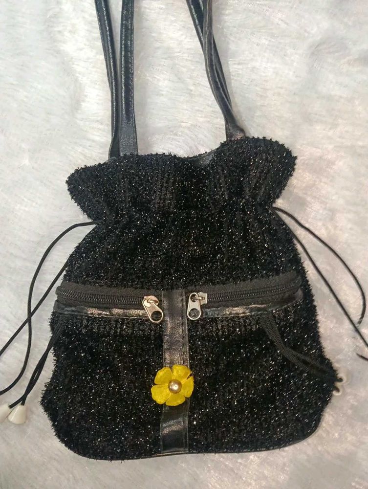 Sparkly Black Mini Backpack