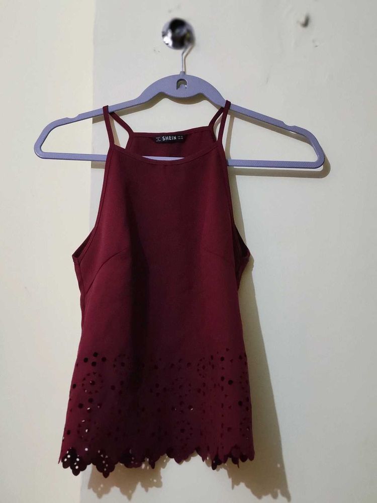 Maroon Sleeveless Top