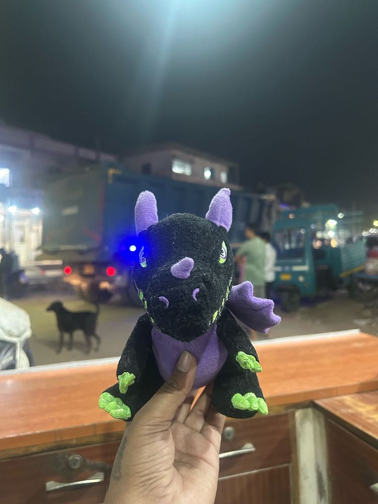 Smiggle Black Purple Green Dragon 16cm x 20cm Plus