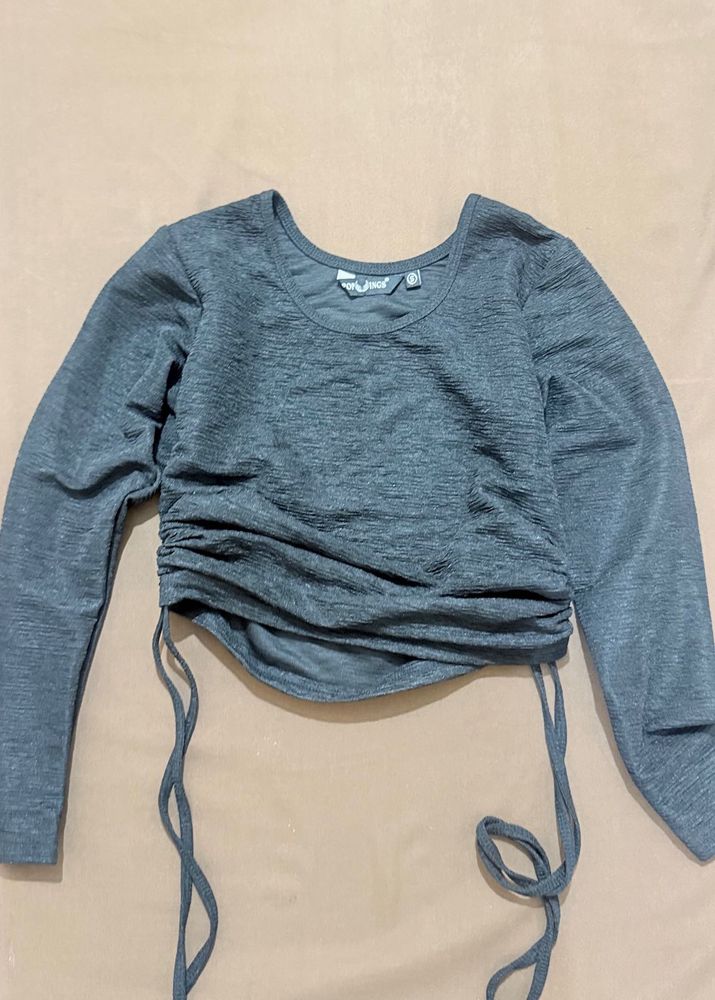 Women's Textured Ruched Long Sleeve Top
