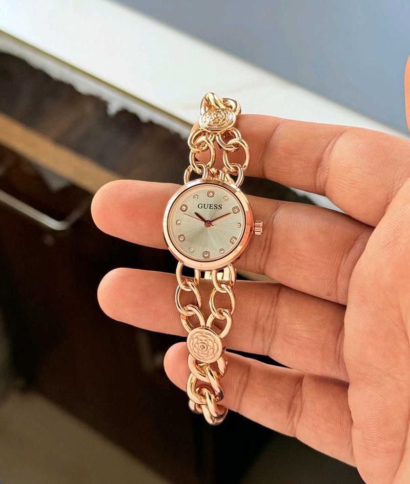 Guess Rose Gold Chain Link Watch