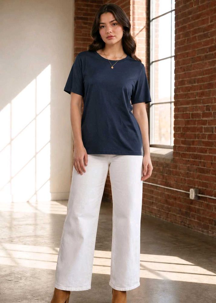 Navy Blue Off Shoulder T-Shirt | Casual Stylish To