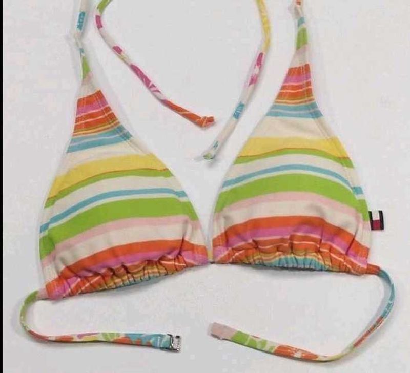 Vibrant Striped Halter Bikini Top