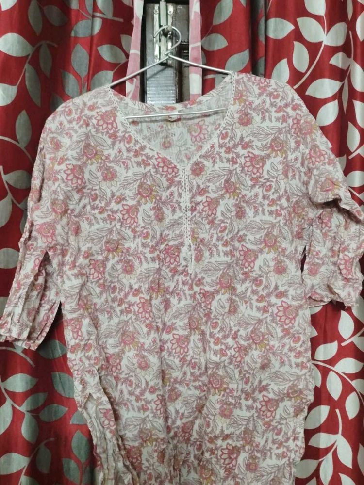 Floral Print Cotton Kurta