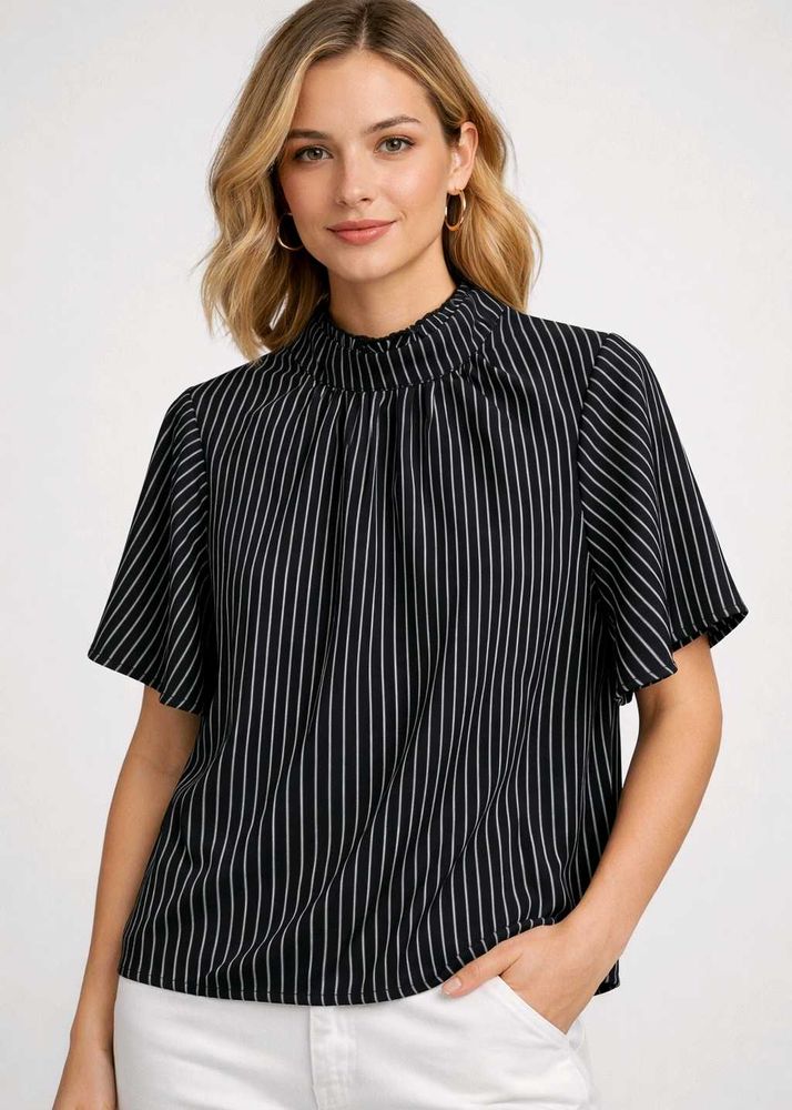 Tokyo Talkies Striped Ruffle Top