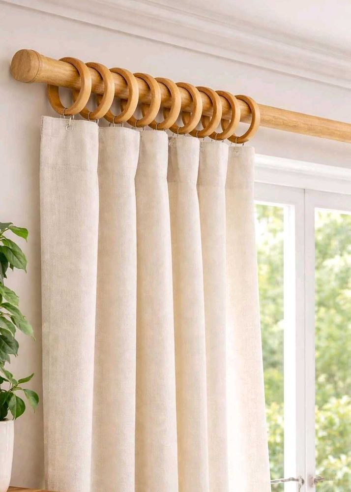 Wooden Curtain Rings with Hooks ( Pack of 18 )