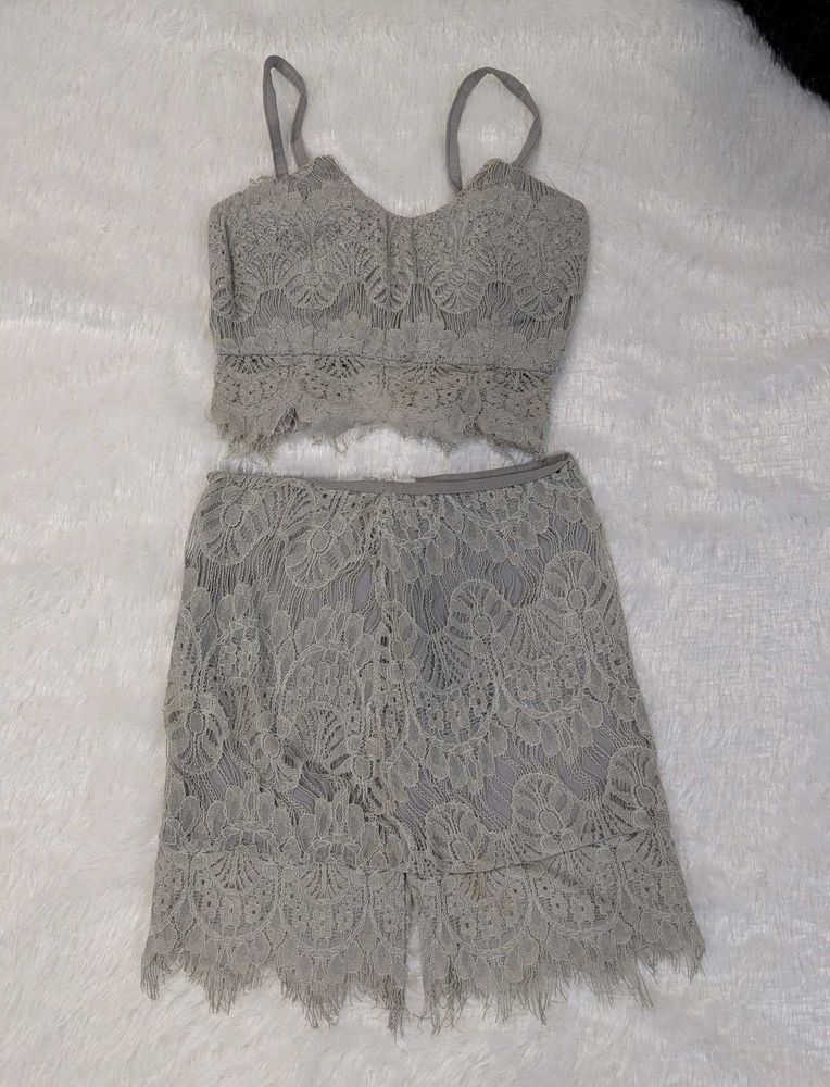 Lace Crop Top &amp; Skirt Set