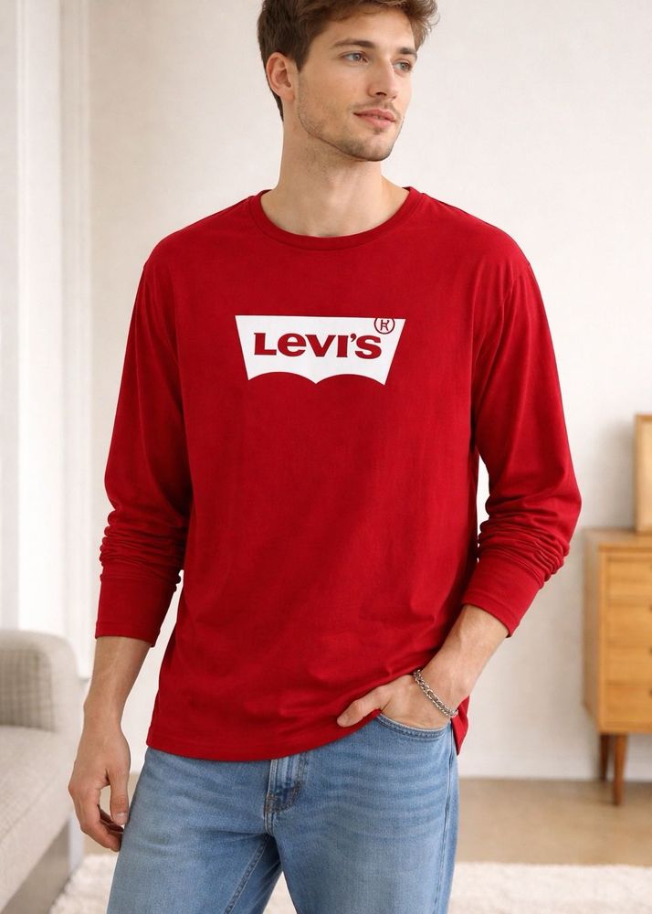 Levi's Red Long Sleeve Logo Tee
