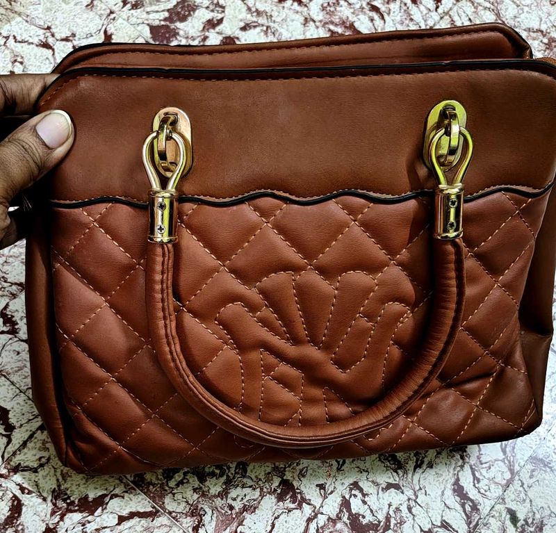 Brown siling stylish Handbag 3 compartment