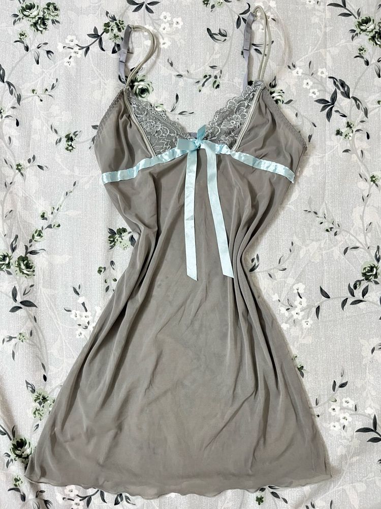 Sheer Nightgown with Lace Detail