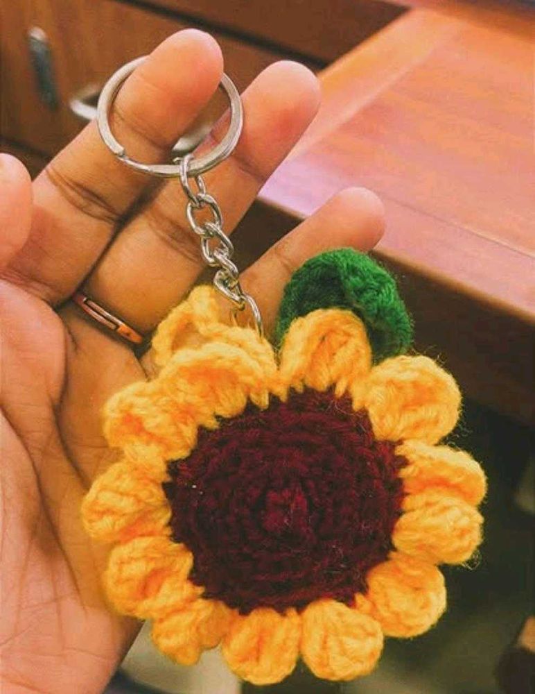 Handmade Crochet Sunflower Keychain