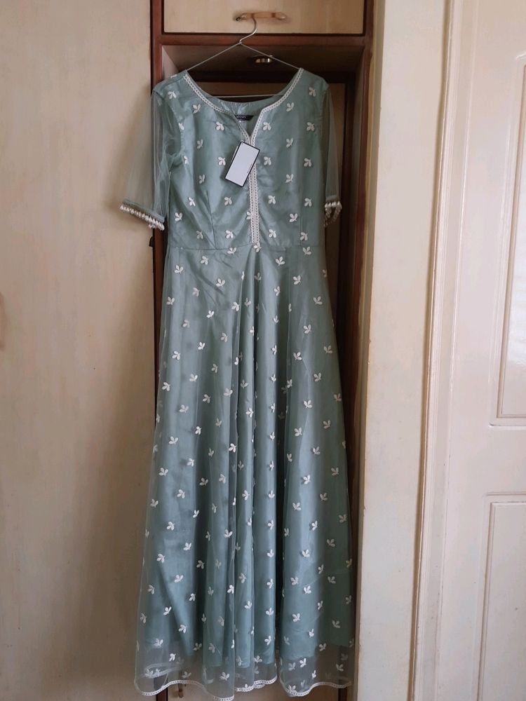 Price Drop: Green Anarkali Kurta Set