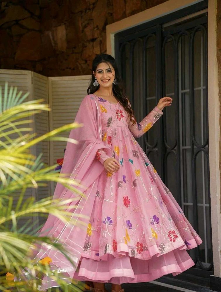 Pastel pink anarkali