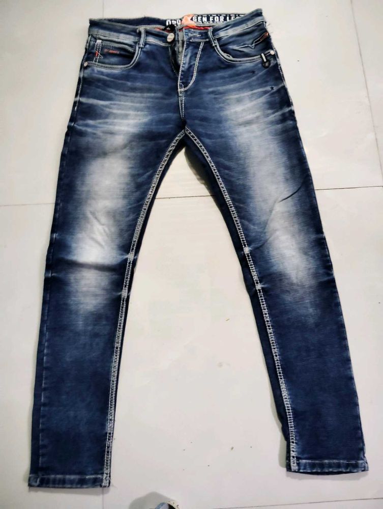 Men's Blue Washed Denim Jeans