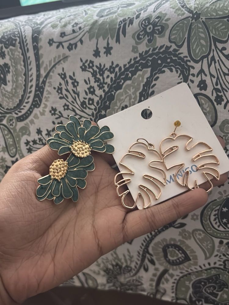 Unique Leaf &amp; Flower Earrings Set