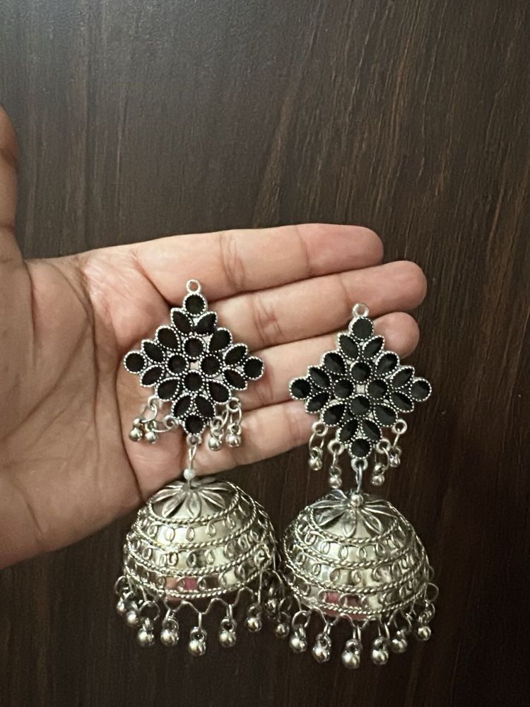 Stunning Black Jhumka Earrings