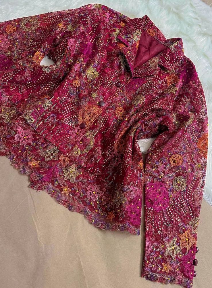 vintage Embroidered lace &amp; sequin applique jacket
