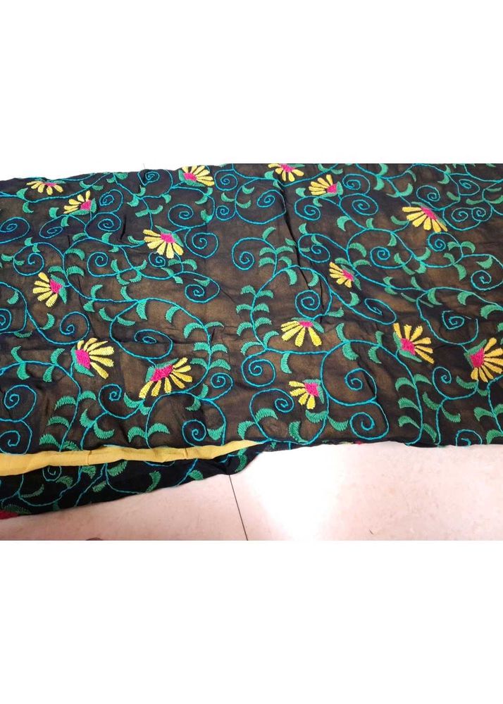 Floral Embroidered Yellow Designer Saree