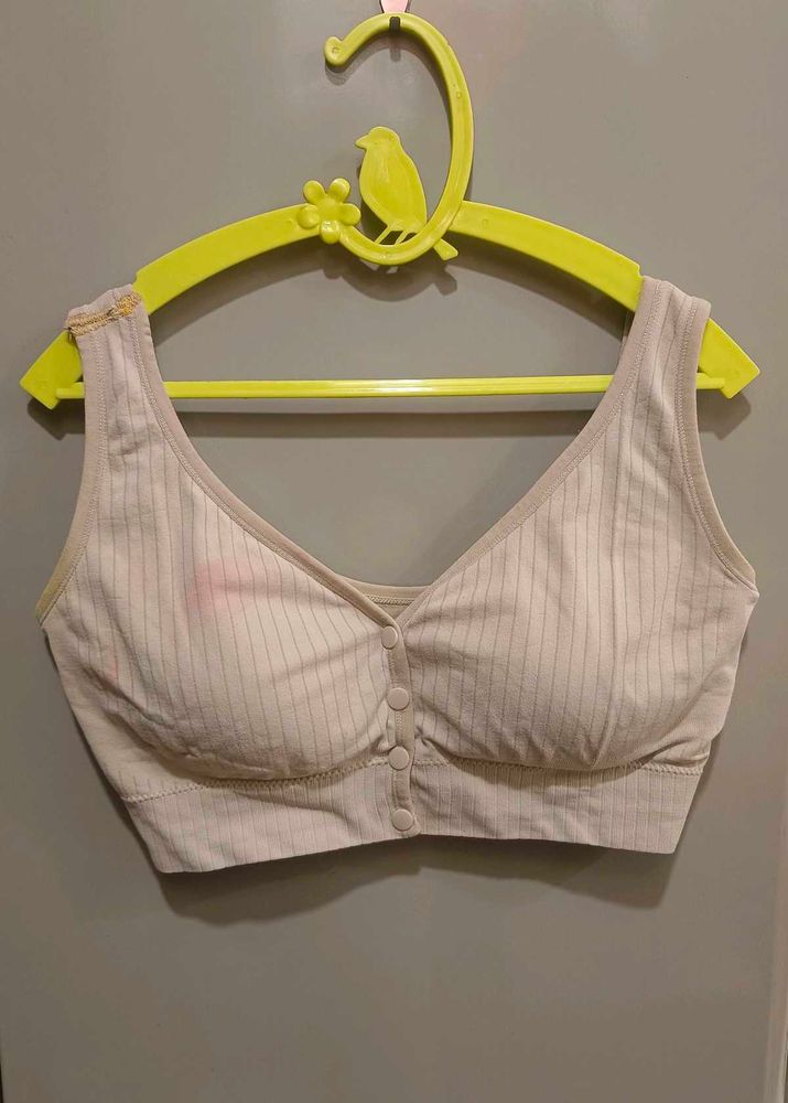 Comfortable Ribbed Front-Button Bra