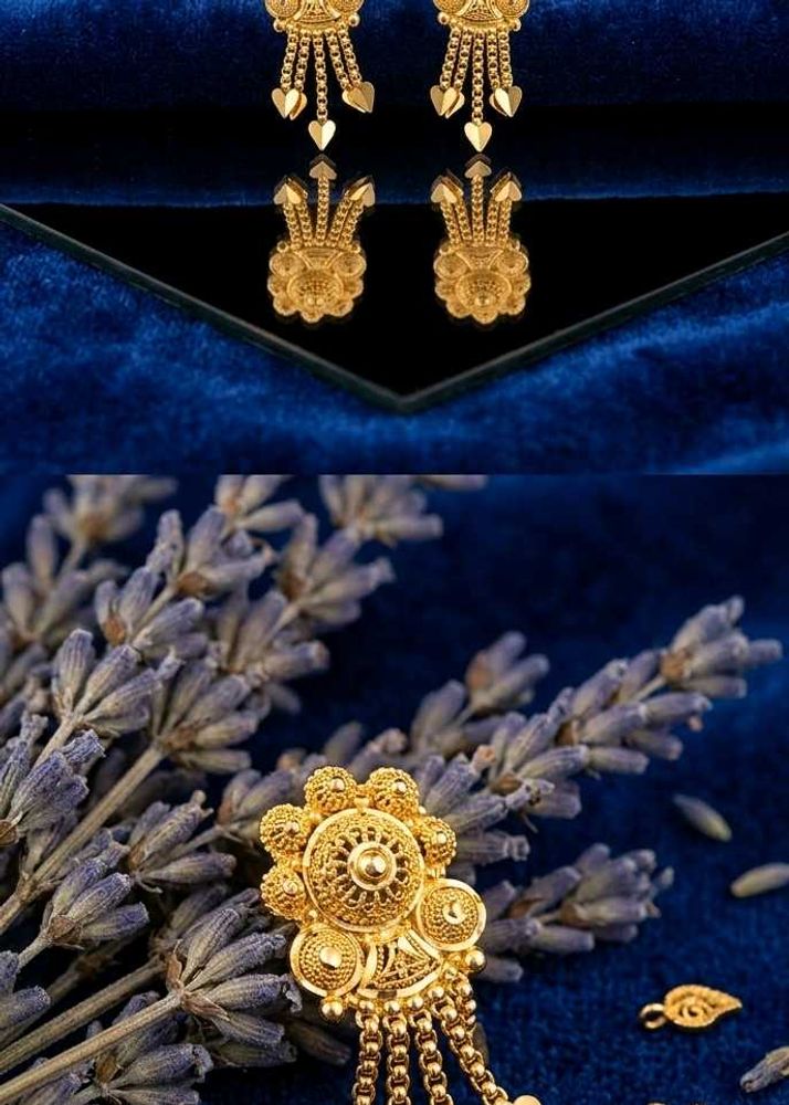 Exquisite Gold Dangle Earrings combo of 2