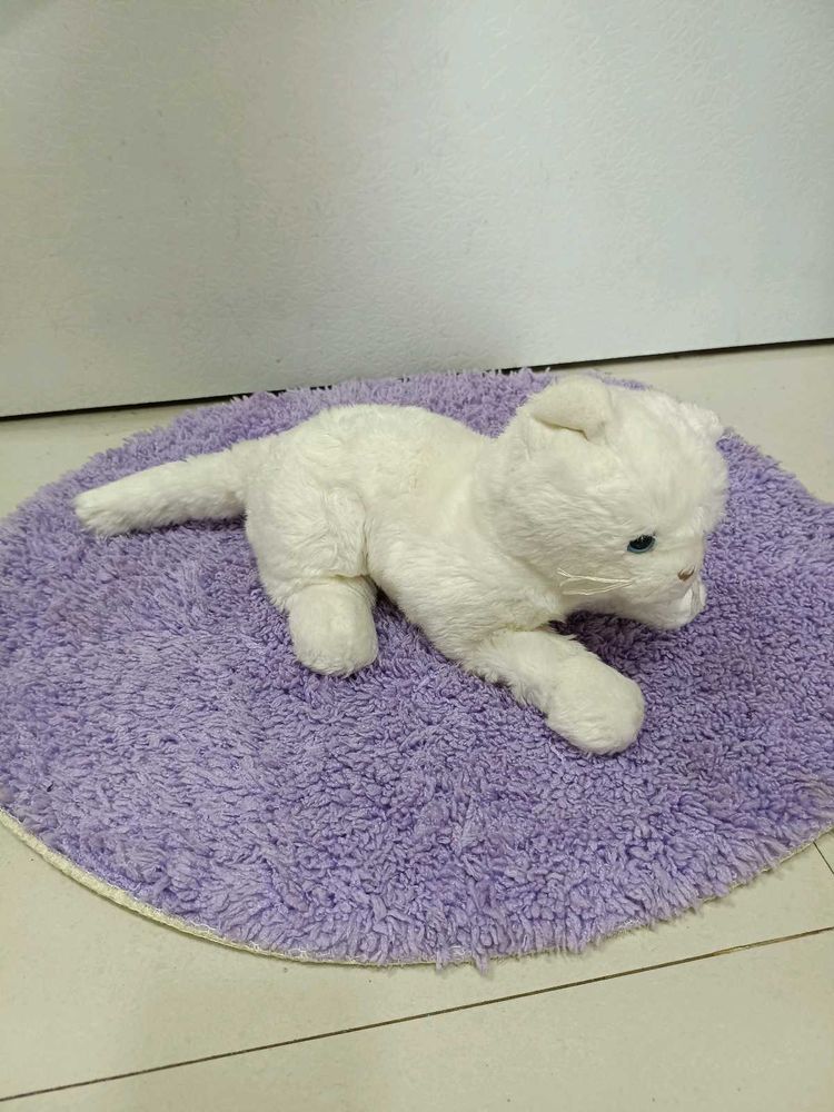 Cute White Plush Cat Toy