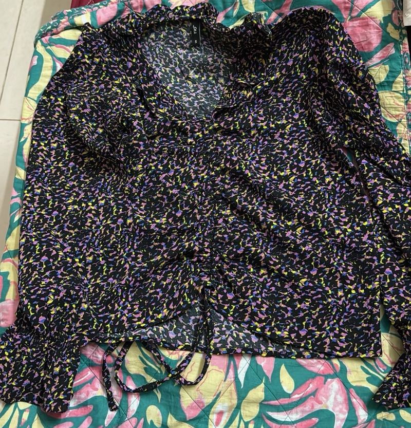 Abstract Print Long Sleeve Top