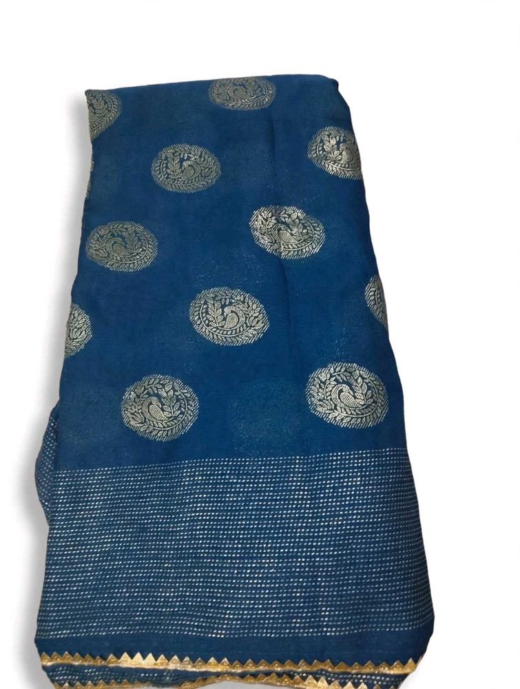 Elegant Teal Blue Saree with blouse