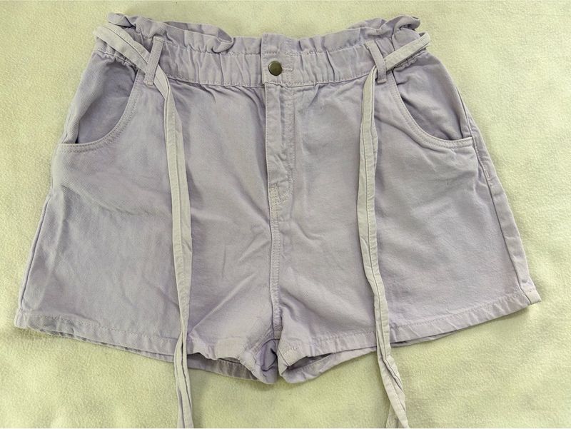 Light Purple Paperbag Waist Shorts