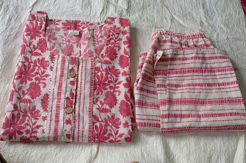 Pink Floral Kurta Set
