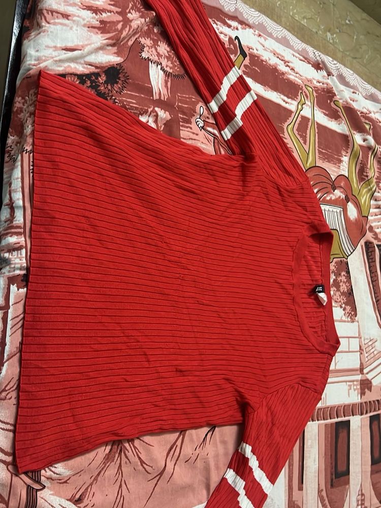 Red Striped Long Sleeve Top
