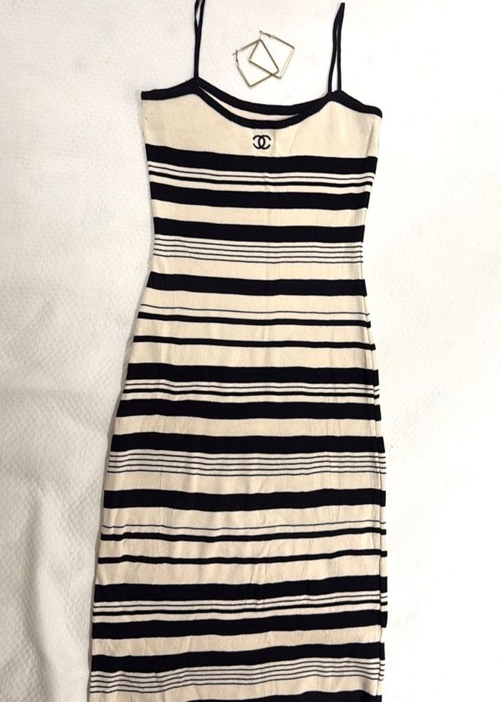 Chanel Inspired Striped Midi Dress