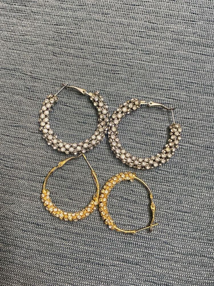 Sparkling Hoop Earrings Set