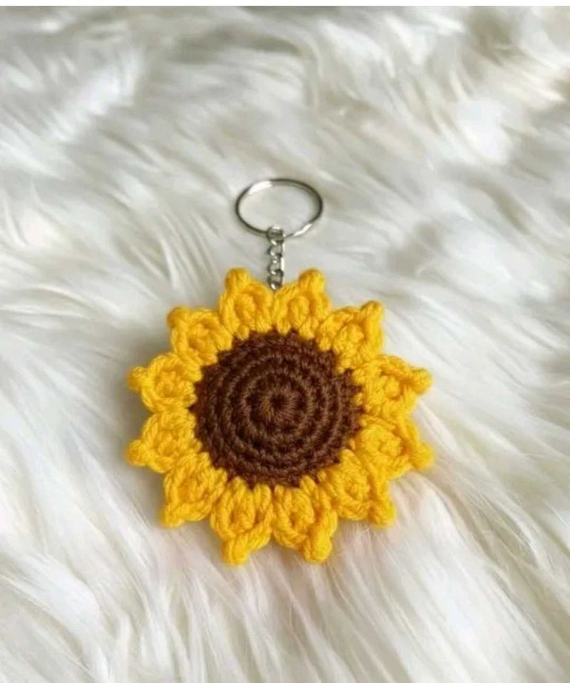 Crochet Sunflower Keychain