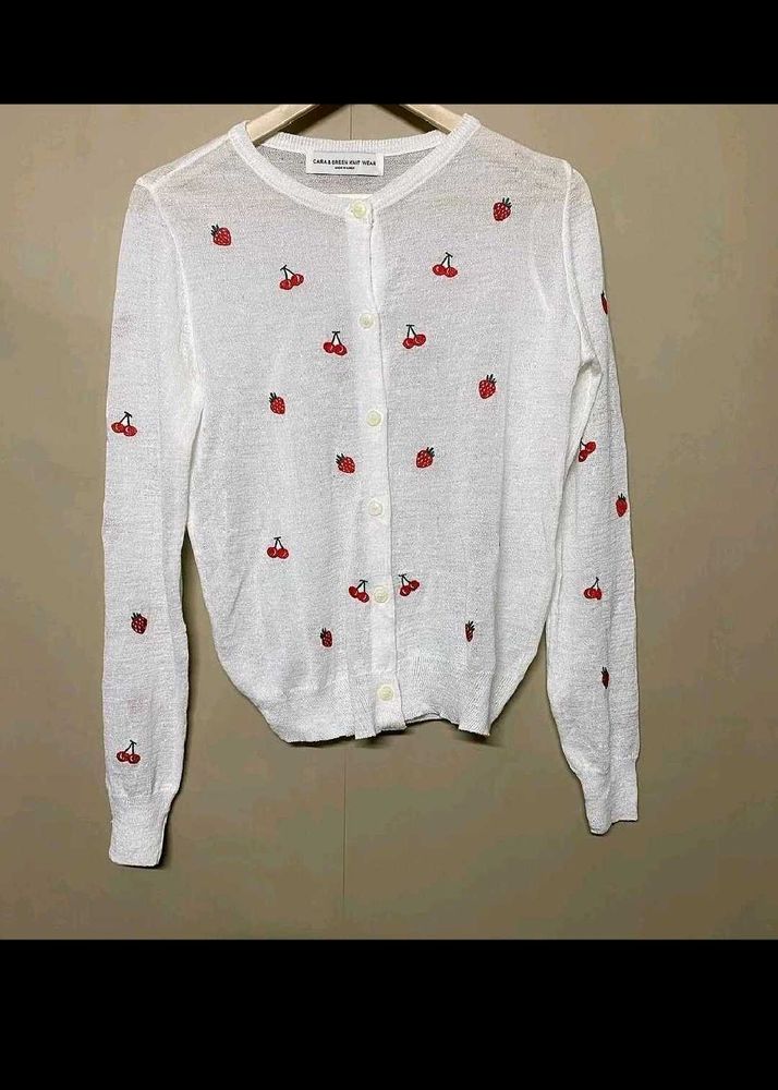 White Cherry &amp; Strawberry Cardigan