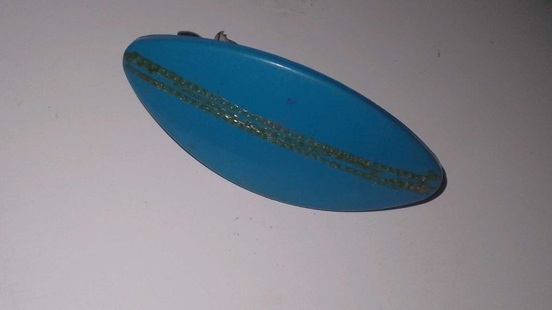 Blue Oval Hair Clip with Gold Detail